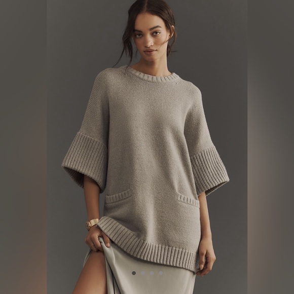 Pilcro Sweaters - Elegant Gray Crew Neck Sweater